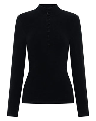 Button Up Skivvy Black